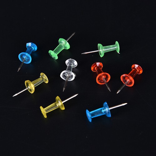 100x MultiColoured Translucent Assorted Push Pin Drawing Cork Board Office Decor - Photo 10/12