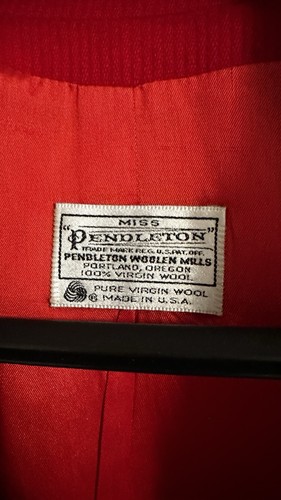 Miss PENDLETON 100% Virgin Wool Red RibbedJacket Blazer Suit Coat USA Button VTG - Picture 6 of 17