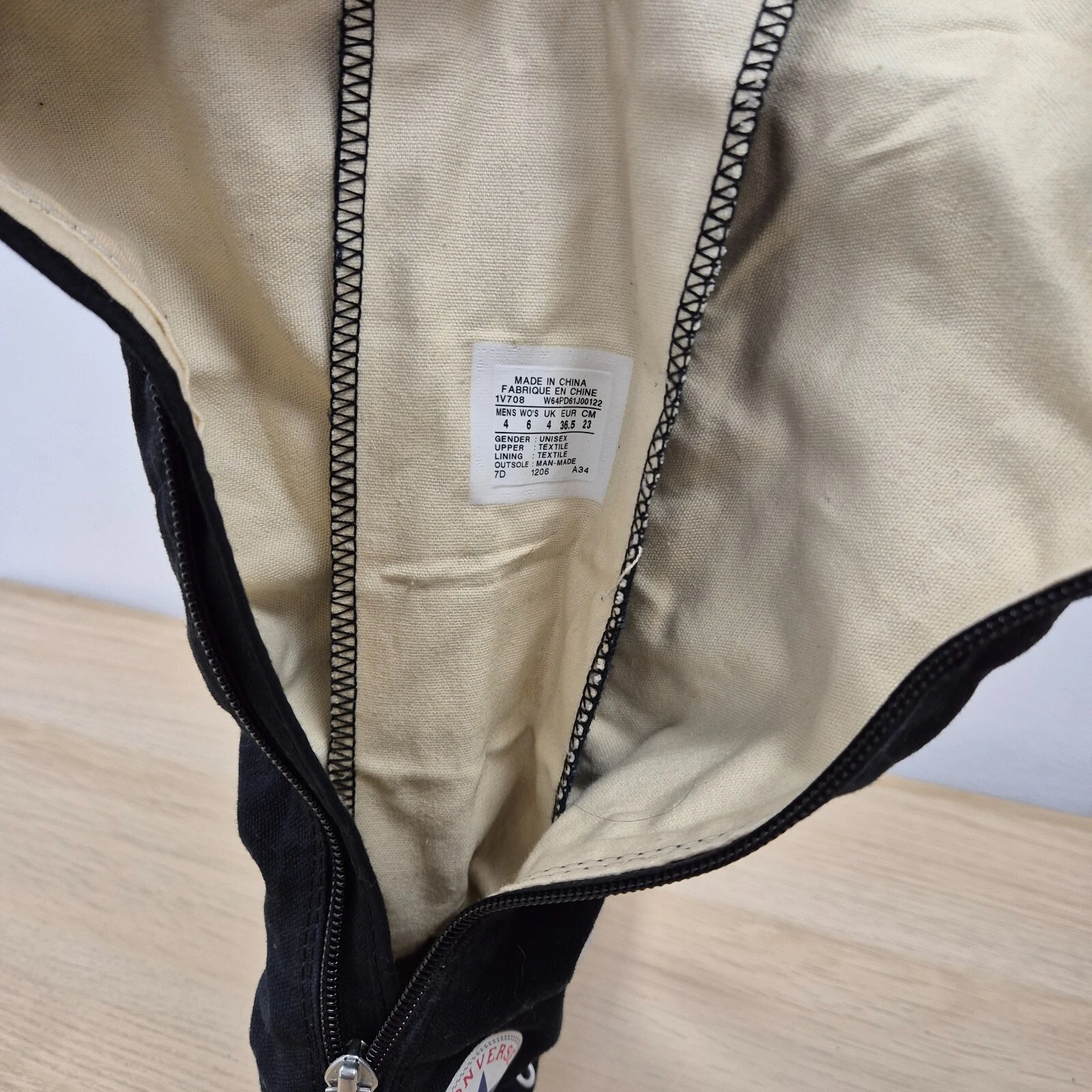 Scarpe da ginnastica Converse All Star in tela stivali alti al ginocchio neri UK 4 EU 36 5 #