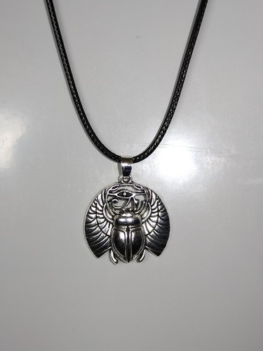 SCARAB BEETLE PENDANT NECKLACE EYE OF HORUS EGYPTIAN - Picture 11 of 18