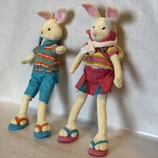 Set Of 2 Vintage Sitting Bunnies Plush Bath And Body Works 2007