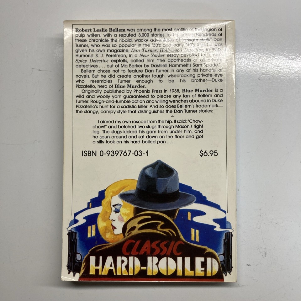 Blue Murder Robert Leslie Bellem Book First Paperback Edition 1987