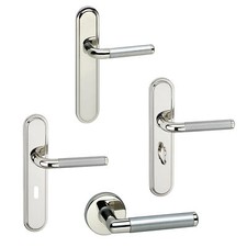 Urfic Vienna Metal Lever Latch Door Handles Set Round Rose Internal, External