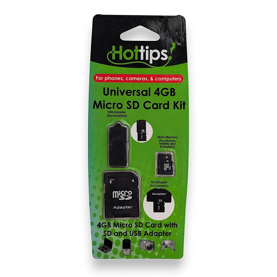 Hottips Universal 4GB Micro SD Card Kit with SD and USB Adapters x2 - Image 2 of 3