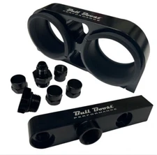 Billet Twin Dual Bosch 044 380lph AEM Fuel Pump Outlet Manifold Mounting Bracket