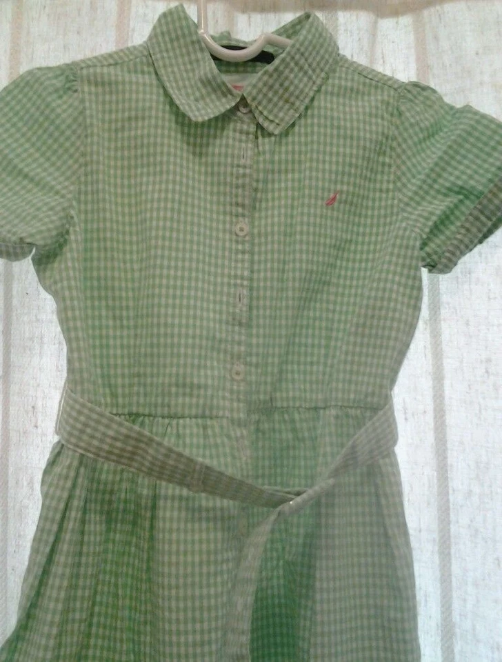 Nuevo con etiquetas Vestido Nautica Niñas Talla 4 5 o 6 Verde y Blanco Manga Corta Primavera Pascua Foto 2 de 3