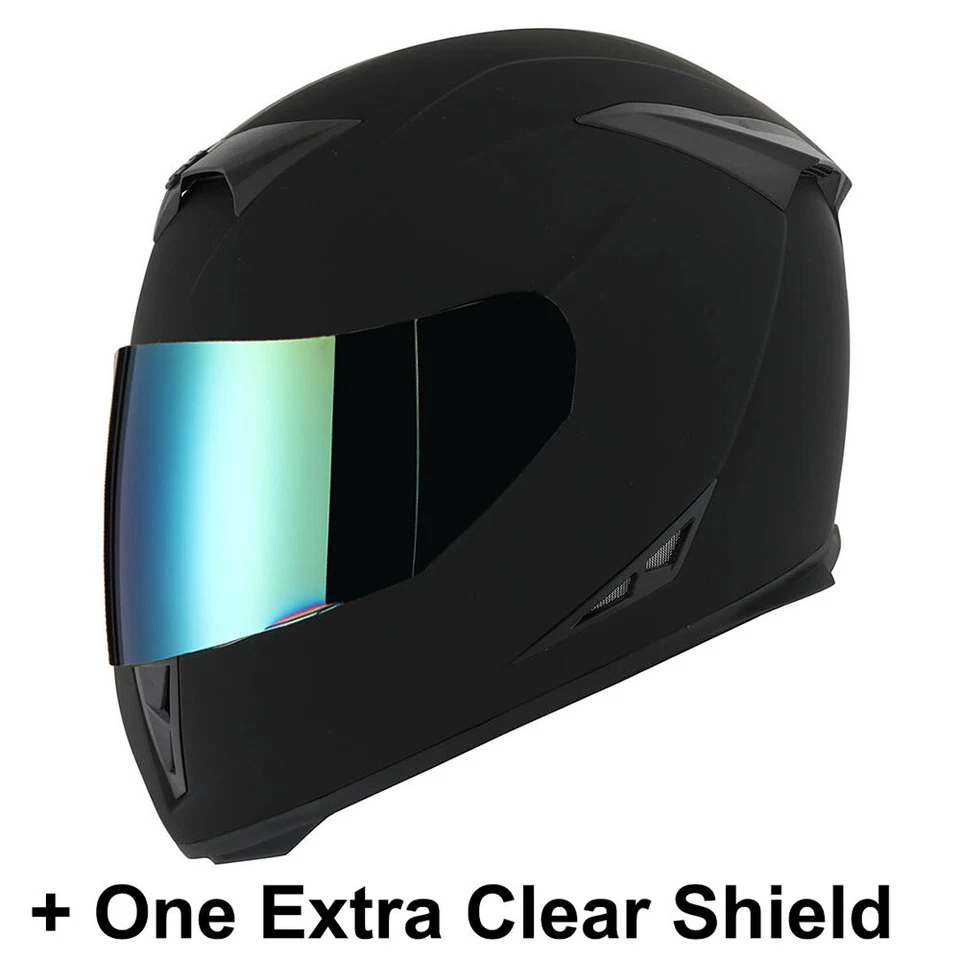 Nuevo 1Storm Adulto Motocicleta Casco Cara Completa Calavera Rey + Un Escudo Extra Transparente