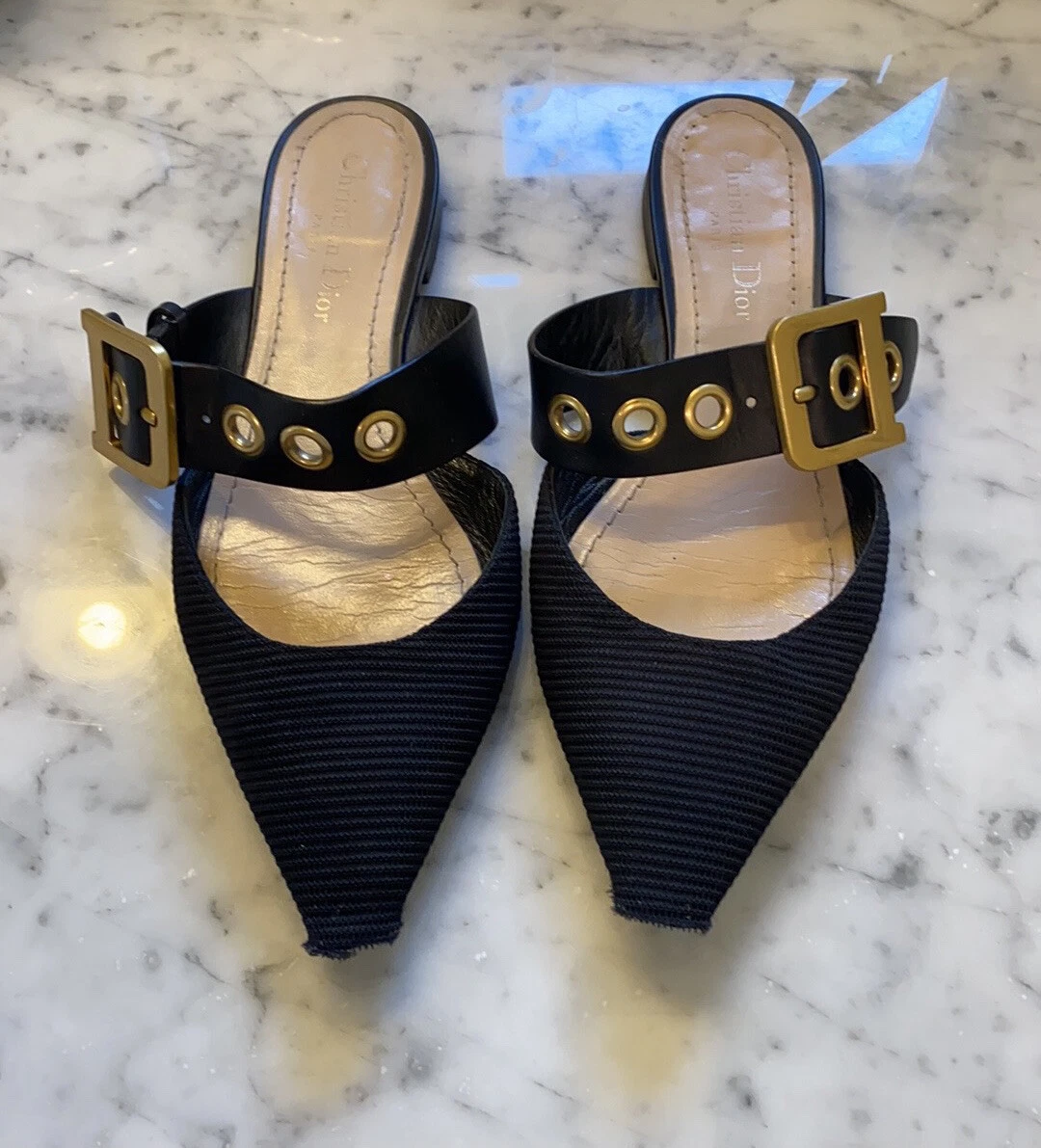 Tissu imprimé mules Dior D Dior or et noir