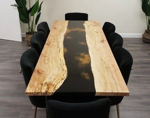 Black Epoxy Wood River Table ? Modern Handmade Resin Art Furniture-image