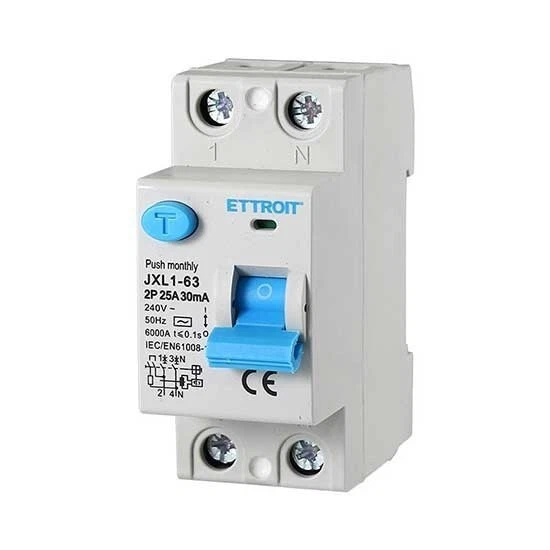 ETTROIT Interruttore Differenziale Puro 2P 25A 6kA 30mA 220V Salvavita