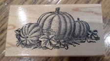 Pumpkin Patch 1988 D-213 Garden Vegetable Growing Wooden Rubber Stamp