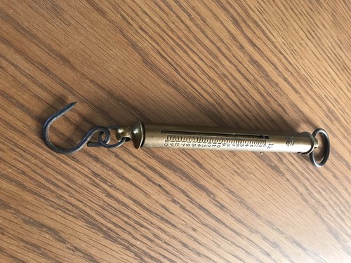 VINTAGE FISHING POCKET BRASS SALTER LB WEIGHT SPRING BALANCE 0-20LB NICE - Picture 2 of 6