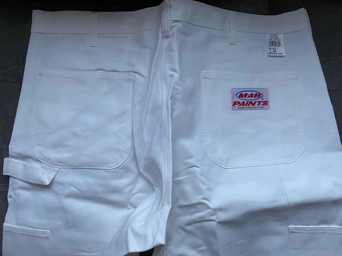 MAB Paints Carpenter White Painter Pants Size 42x30 Made In USA | eBay