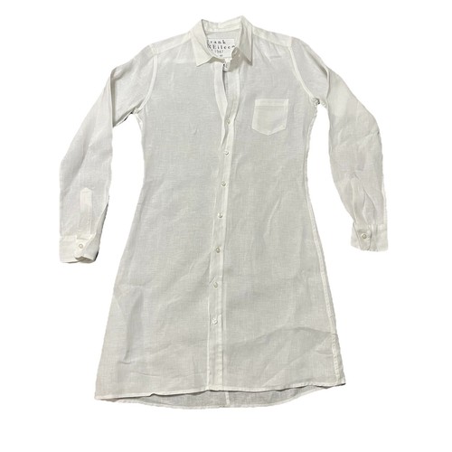 FRANK & EILEEN Linen Mini Shirt Dress Womens Sz XS Murphy Modest White