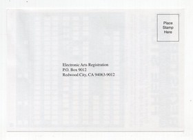 Electronic Arts EA Registration Card Super Nintendo Sega Genesis Sega Saturn 3DO
