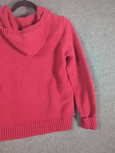 Lauren Ralph Lauren Small Red Cotton Knit Hoodie Full Zip Sweater Crest Logo - Picture 10 of 12