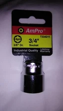 AmPro 3/4 in 3/8-Drive 6 pts Regular (Shallow) Socket Chrome Vanadium  