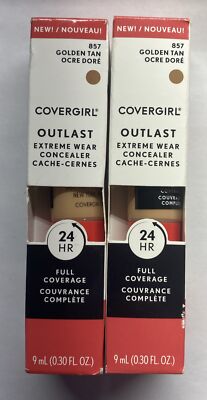 COVERGIRL Outlast Extreme Wear Concealer Full Coverage Golden Tan 857 (2 Pack)