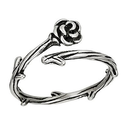 Rose Thorns Ring Silver Stainless Steel Womens Love Passion Flower Garden Band
