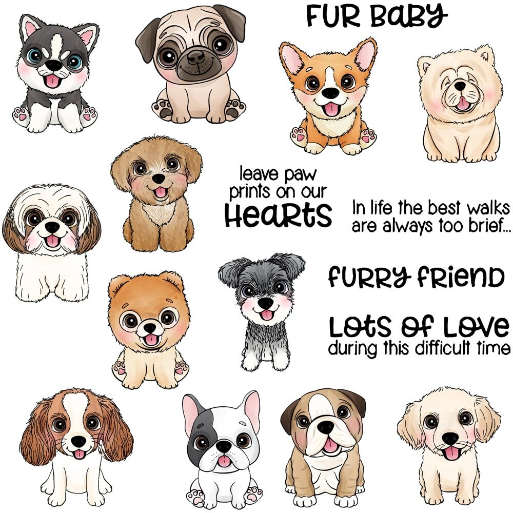 Adorable Puppy Fur Baby Clear Stamp Metal Die Cut for Scrapbooking Cards