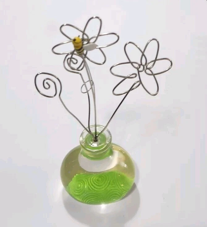 🐝 Jarrón Lucite acrílico verde Burnes of Boston 1999 de colección soporte para fotos de metal Foto 3 de 4