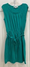 Loft Womens Dress Size Small Petite Green Belted Gathered Neckline 13