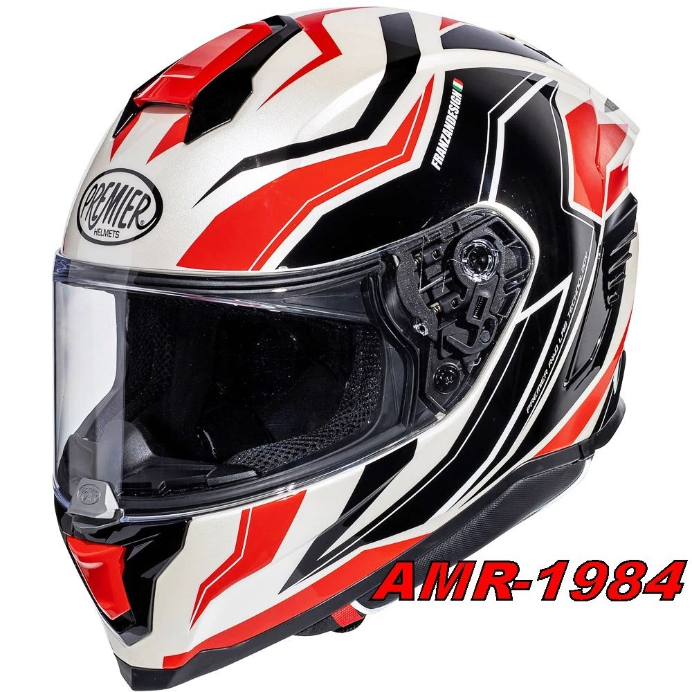 CASCO HELMET PREMIER HYPER RW2 INTEGRALE FIBRA BIANCO NERO ROSSO