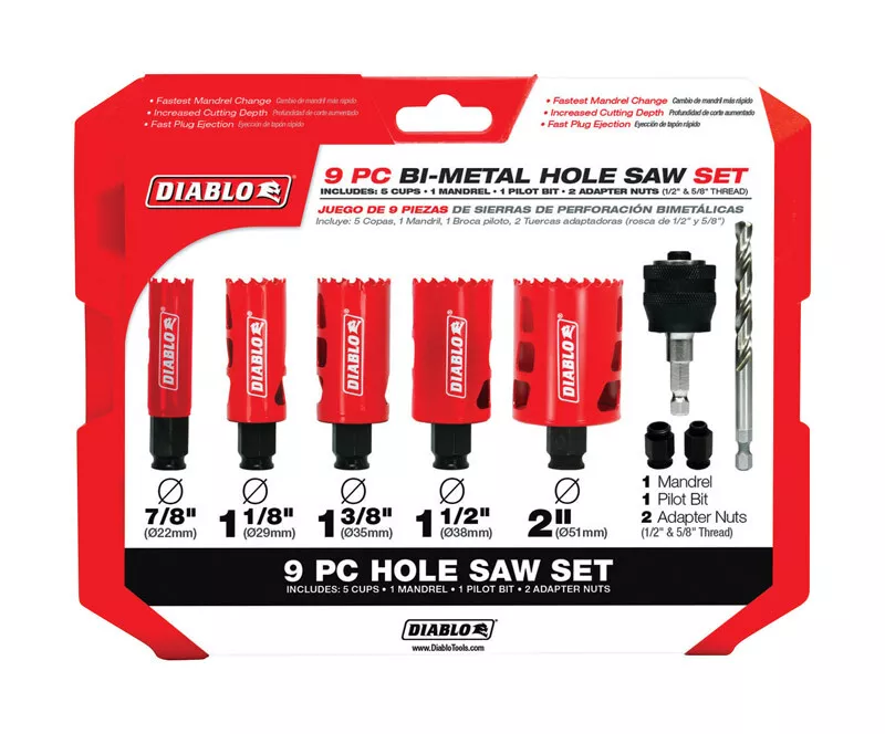 Diablo 2 3 8 in. L Bi Metal Hole Saw Kit 9 pc. eBay