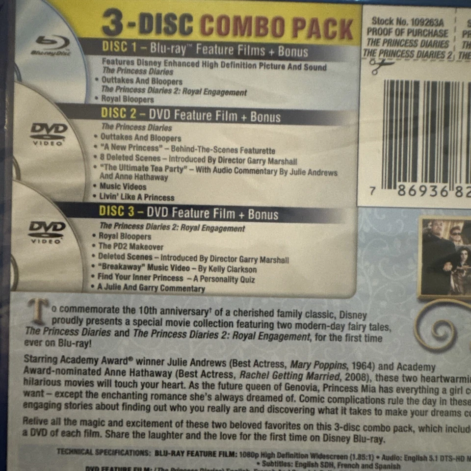 The Princess Diaries: 10th Anniversary Edition 2-Movie Collection Blu-ray + DVD Foto 3 de 3