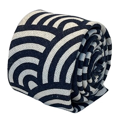 Creme Und Marineblau Regenbogen Design Baumwolle Herren Krawatte Von
