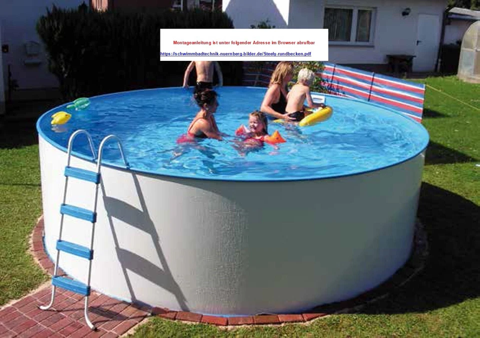 Pool 4,5 x 0,9 + Einbauskimmer + Düse Stahlwandbecken Pool Schwimmbecken - Bild 2 von 4