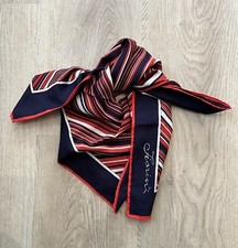 Vintage Fiorini Scarf 100 Polyester 30x30" Red White  Blue Stripes