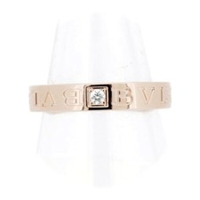 BVLGARI Double Logo Diamond Ring US Size 6.75 18K Rose Gold