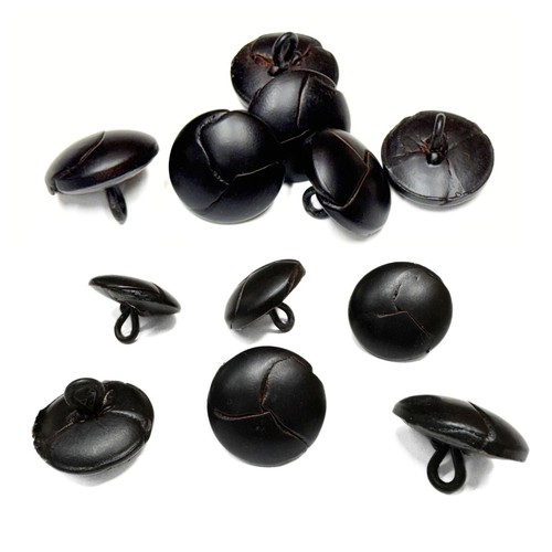 Botones de cuero genuino - estilo vintage negro y marrón - paquete de 6 - Imagen 3 de 16