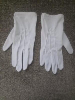 Women's White Solid Wrist-Length Polyester Gloves, Size Large Formal Classic