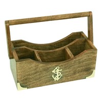 Utensilien-Korb Esstisch Aus Holz/Messing 22,5 X 16,5 Cm Sea-Club