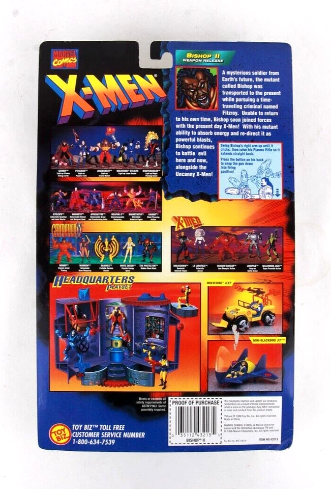 NUEVA FIGURA DE ACCIÓN 1996 X-Men Comics Bishop II serie Flashback Toy Biz - Sin usar, en caja Foto 2 de 2