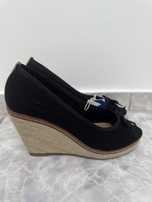 Tom Tailor Damen Ballerinas Keilabsatz Slip-On Stoff Schwarz Gr. 40