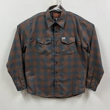 Dixxon Abilene Flannel Shirt Long Sleeve Mens Large Rust & Blue Plaid