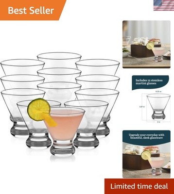 Cosmopolitan Stemless Martini Glasses Set Of 12, Dishwasher Safe Holiday Mart...