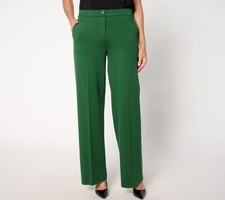 Susan Graver Women's Pants Sz S Tailored by Reg Sleek Ponte Wide Green A659012