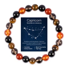 Capricorn Zodiac Crystal Bracelet, Handmade Bead Bracelet, Zodiac Birthday Gift