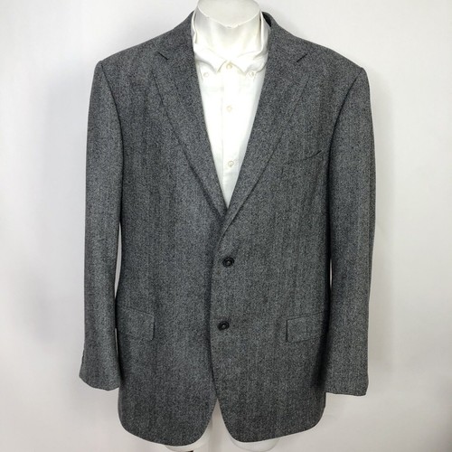 J.Hilburn Vitale Barberis Canonico 46 Suit Sport Coat Jacket Herringbone Gray