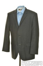 HUGO BOSS Gray Blue Plaid Check 100 Wool Mens Blazer Sport Coat Jacket - 42 R