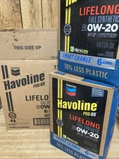 2 Pack 6 Quarts Havoline Lifelong 0W-20 Full Synthetic Motor Oil New