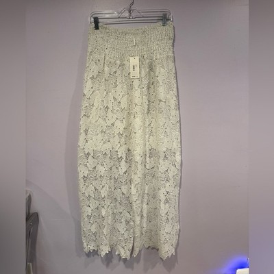 White NWT Venti6 lace wide leg pants size large