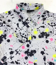 Sunday Swagger Men's Splatter Print Performance Black Golf Polo Shirt XL
