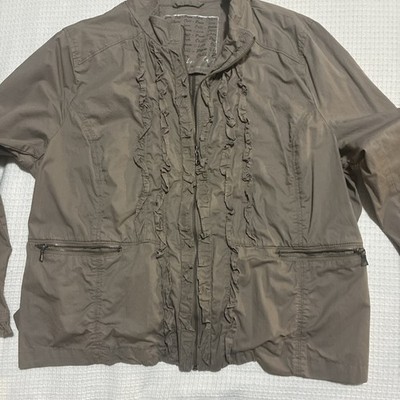 Peace Love Chill Jacket Ladies XL Taupe Color Full Zip Long Sleeve