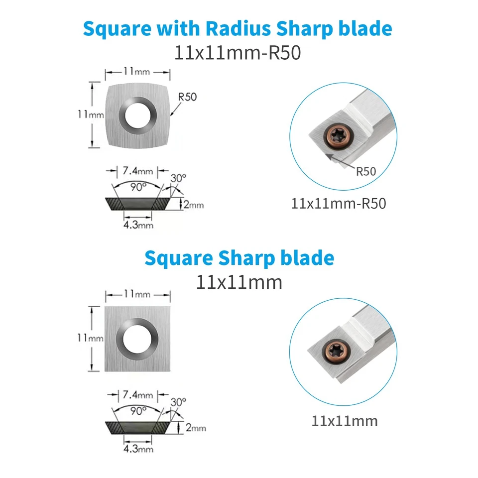 10Pcs Tungsten Carbide Cutters Inserts Set with 6pcs Screws for Woodturning T... - Image 4 of 4