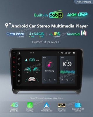 AUTORADIO GPS Audi TT Android 14 4GB+64GB 8CORE WiFi 4G DAB+ XTRONS PXP94TTTA...